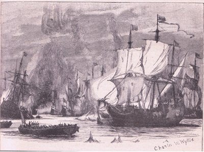 Sea fight off Cape Passaro AD 1718 by Charles William Wyllie